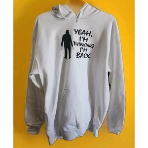 Men's John Wick Silhouette Logo Hooded Sweatshirt White Medium A116